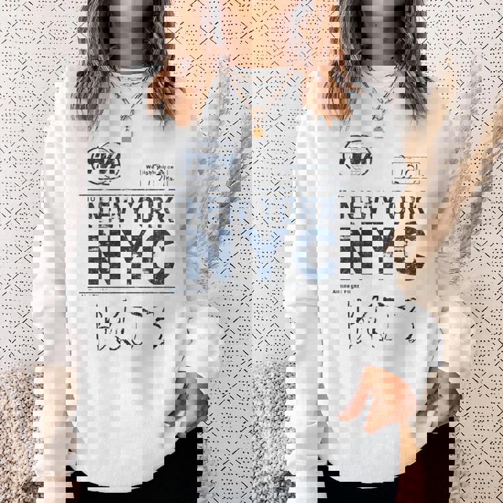 Nyc New York ヴィンテージ 航空会社タグ エアライナー フライングトラベル 長袖tシャツ スウェットシャツ 彼女への贈り物