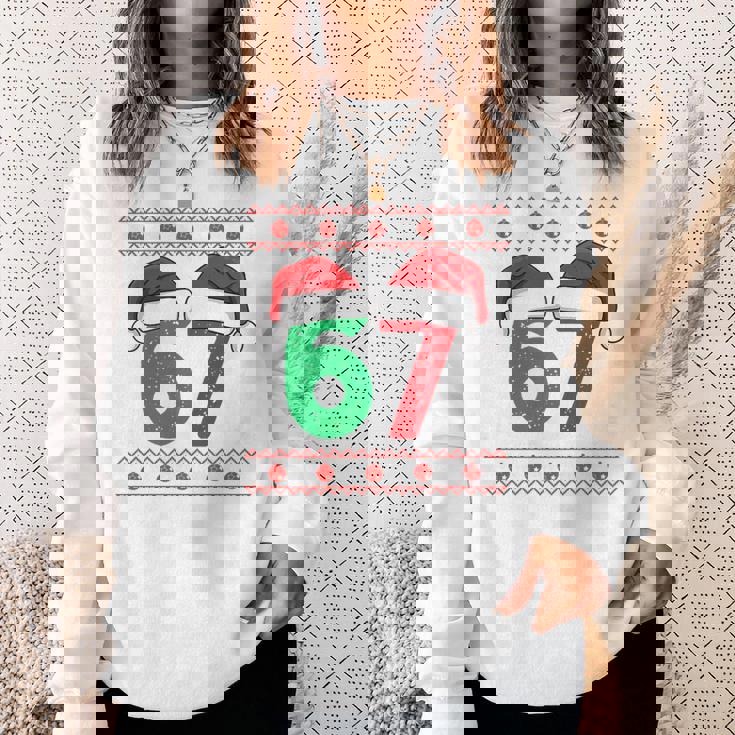 Six Seven Christmas 6 7 Ugly Christmas Sweater Tri-Blend Sweatshirt Gifts for Her