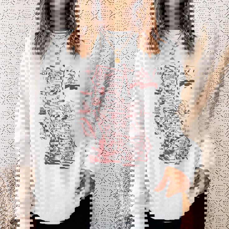 Trendy California Republic Landmarks Map Outlineintage スウェットシャツ 彼女への贈り物