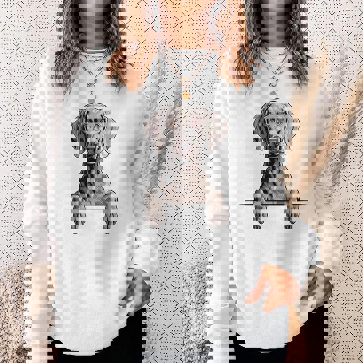 Weimaraner 面白い 覗き見ポケット 子犬 犬好き スウェットシャツ 彼女への贈り物