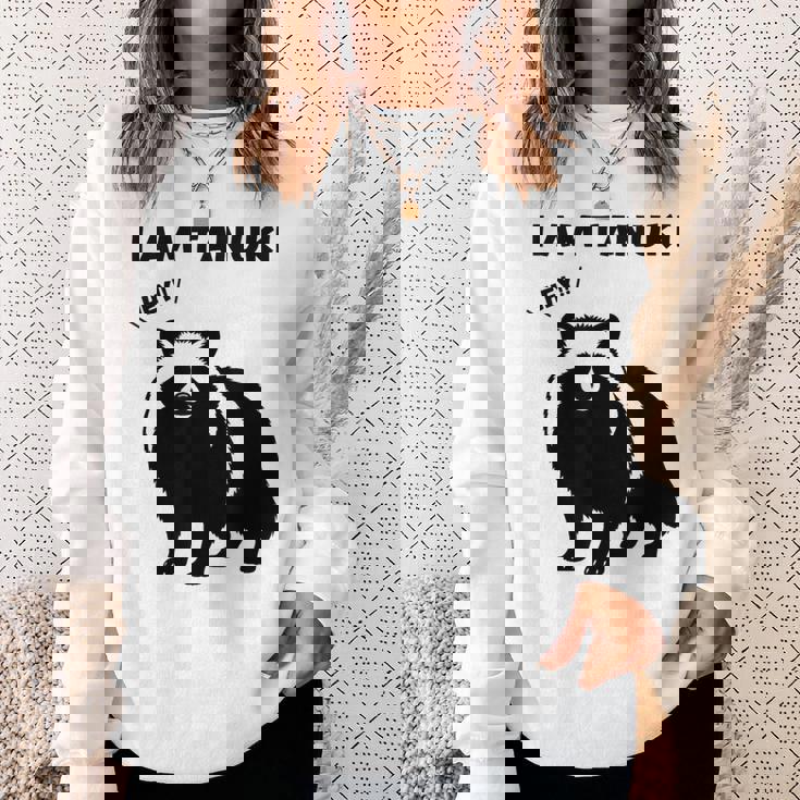 たぬきのシルエット I Am Tanuki おもしろ ユニーク 白黒 アニマル かわいい動物 狸 タヌキ 野生動物 スウェットシャツ 彼女への贈り物