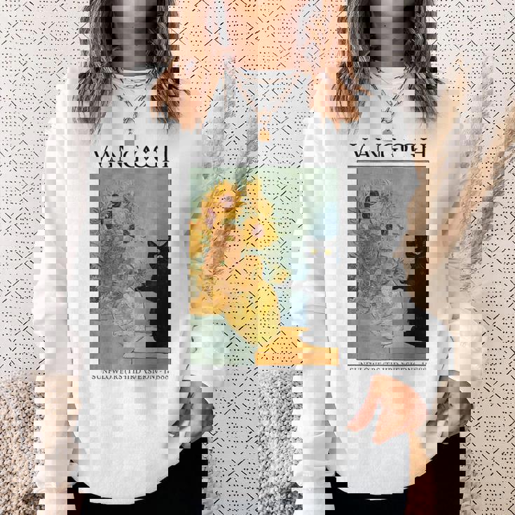 ひまわりと黒猫のヴィンテージアート 猫好き 猫飼い 猫 ネコ ねこくろねこ好き 面白い スウェットシャツ 彼女への贈り物