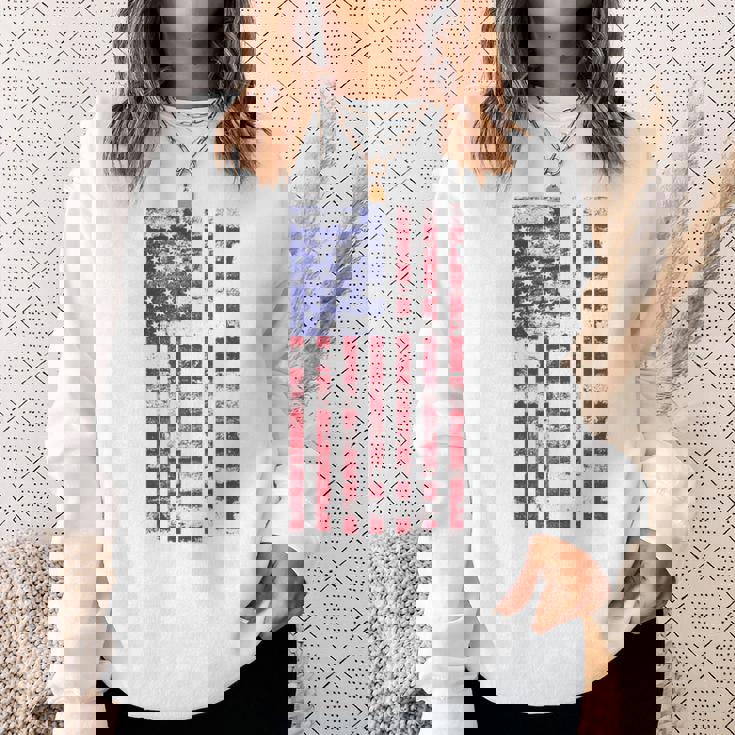 アメリカ国旗 メンズ レディース キッズ アメリカ国旗 愛国的なグランジ スウェットシャツ 彼女への贈り物