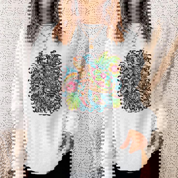 アロハ ウミガメ ハワイアン ホヌ フラワー ウェーブ オーシャン スウェットシャツ 彼女への贈り物