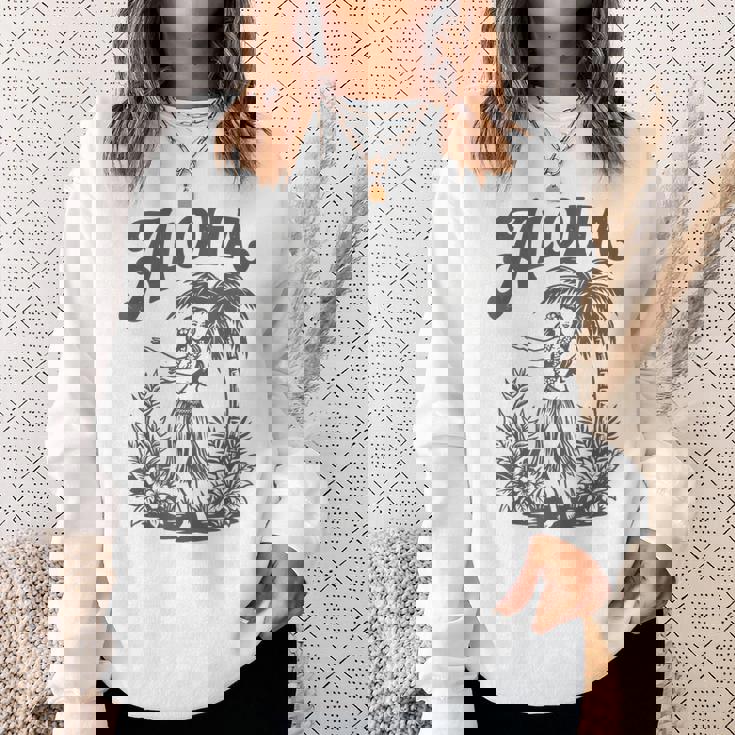 アロハ レトロ ハワイ ヤシの木 ルアウ ダンサー シルエット トロピカル スウェットシャツ 彼女への贈り物