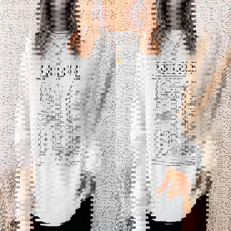 ウクレレ楽器 ウケ ヴィンテージ 特許 図面 プリント スウェットシャツ 彼女への贈り物