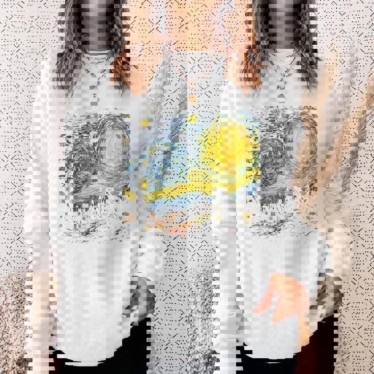 カエル 星月夜 面白い カエル ゴッホ 美的アート ミーム スウェットシャツ 彼女への贈り物