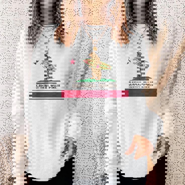 カリフォルニアシャツ、共和国旗カリフォルニアサーフィンベア スウェットシャツ 彼女への贈り物