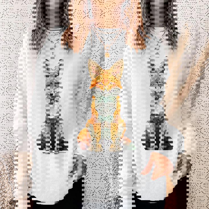 キツネ アニマル柄 グラフィック ポートレート イラスト 幾何学 キツネ スウェットシャツ 彼女への贈り物