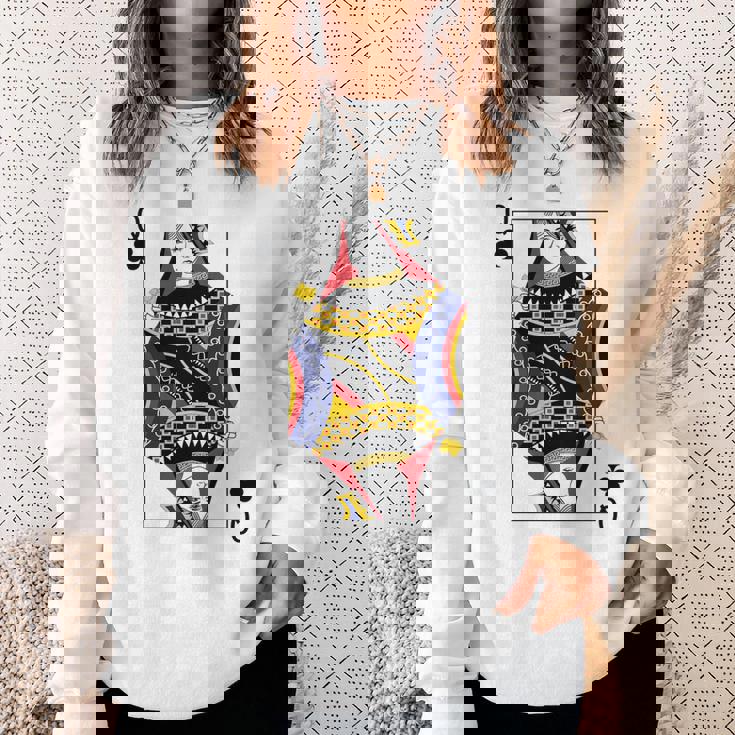 クイーンクラブ ポーカーカード トランプ ブラックジャックカード 長袖tシャツ スウェットシャツ 彼女への贈り物
