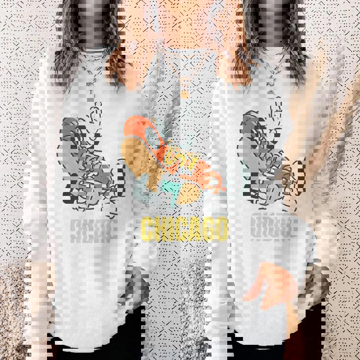 シカゴホットドッグ ストリートフード ホットドッグ マスタード付き スウェットシャツ 彼女への贈り物