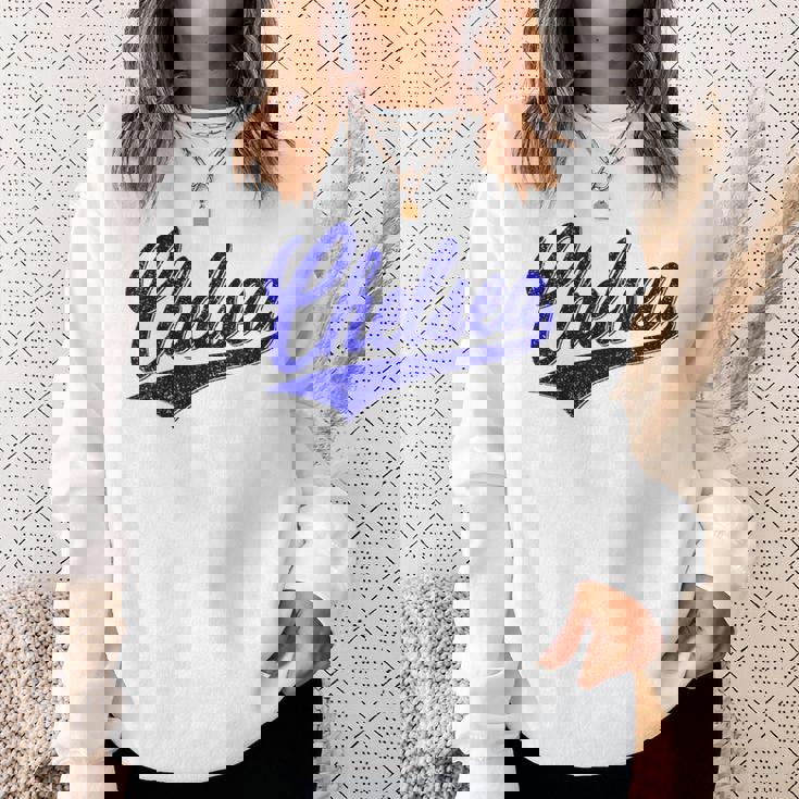 チェルシー ロンドン イングランド バーシティ スクリプト クラシック スポーツ ジャージ スウェットシャツ 彼女への贈り物