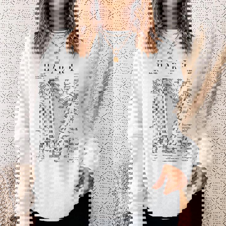 ハープ ヴィンテージ 特許ハーピスト ドローイングプリント スウェットシャツ 彼女への贈り物