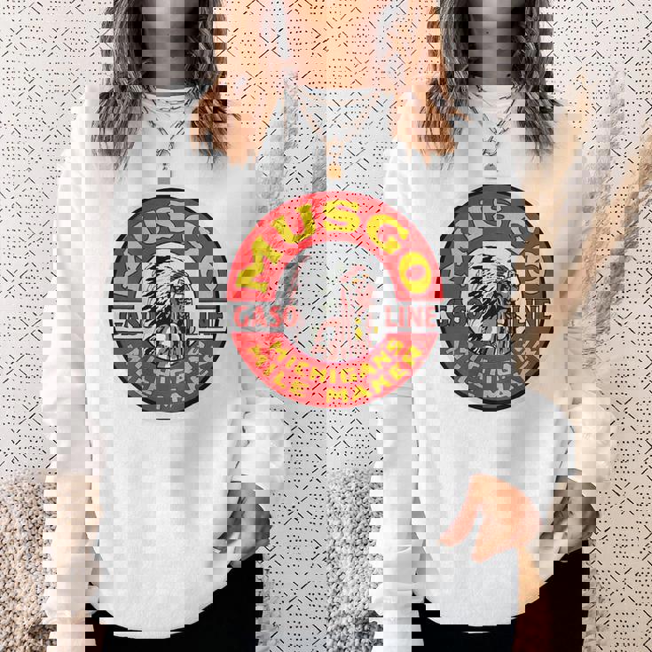 バックプリントのみ レトロ ヴィンテージ ガソリンスタンド ムスゴ ガソリンオイル スウェットシャツ 彼女への贈り物