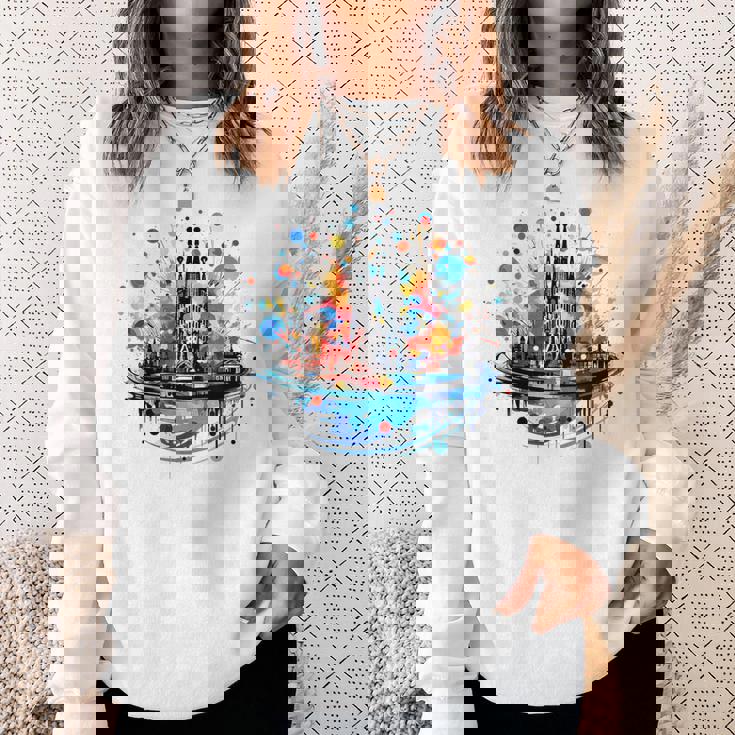 バルセロナのサグラダ ファミリアの美しいイラスト スウェットシャツ 彼女への贈り物