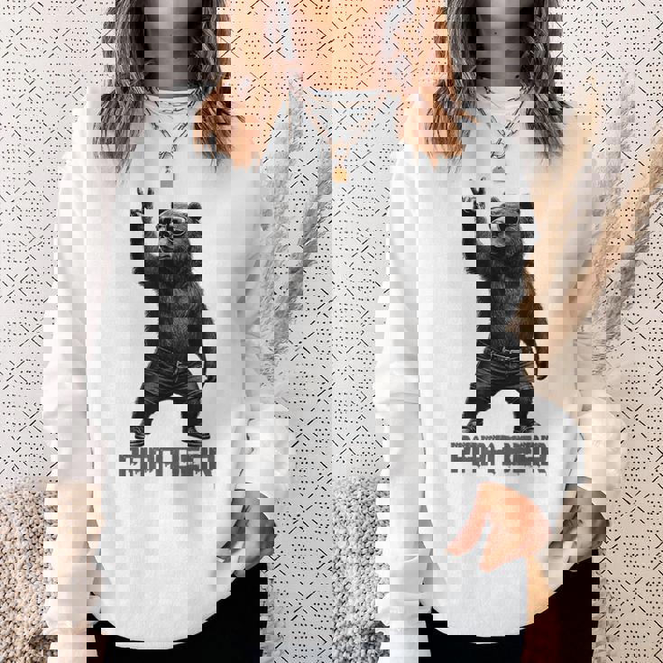 パパベア グリズリーベア ロックジェスチャー クールなパパ グリズリーベア スウェットシャツ 彼女への贈り物