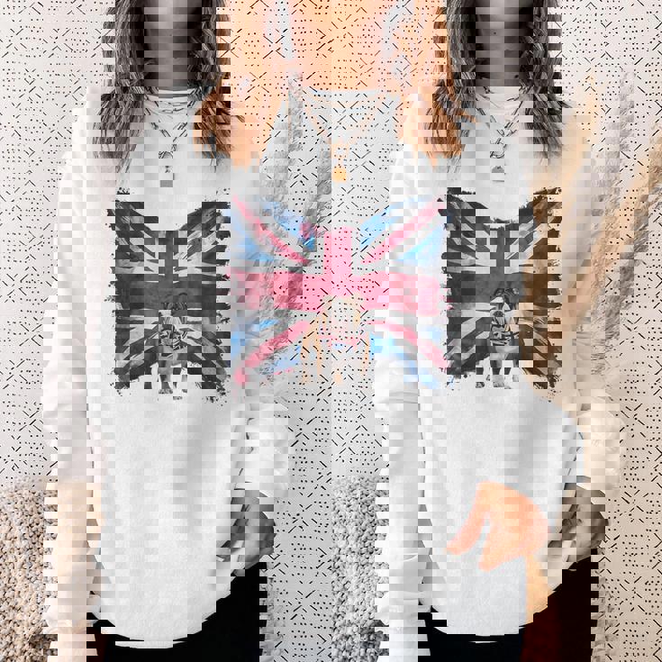 ユニオンジャックバンダナをかぶったブリティッシュブルドッグ、かわいい英国国旗。 スウェットシャツ 彼女への贈り物