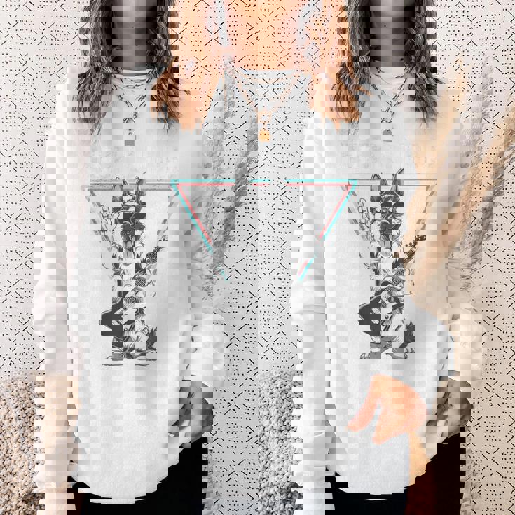 ロックンロール ドッグ ギター ミュージック バイブ スウェットシャツ 彼女への贈り物