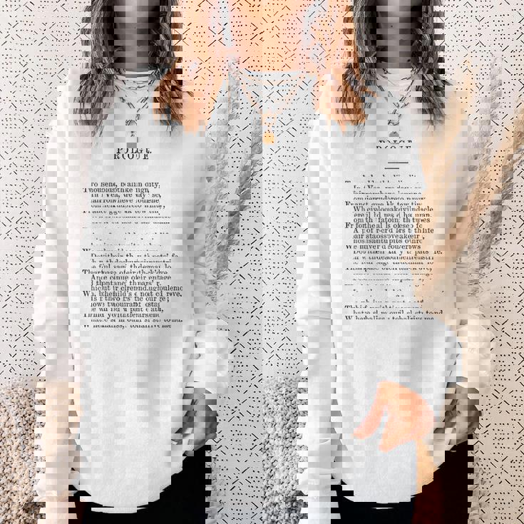 ロミオとジュリエットのプロローグ ウィリアム・シェイクスピア スウェットシャツ 彼女への贈り物