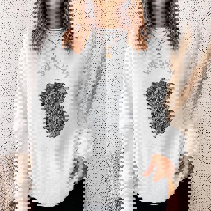 ヴィンテージ Hd オートバイtwin ショベルヘッド エンジン ドローイング バイカー 長袖tシャツ スウェットシャツ 彼女への贈り物