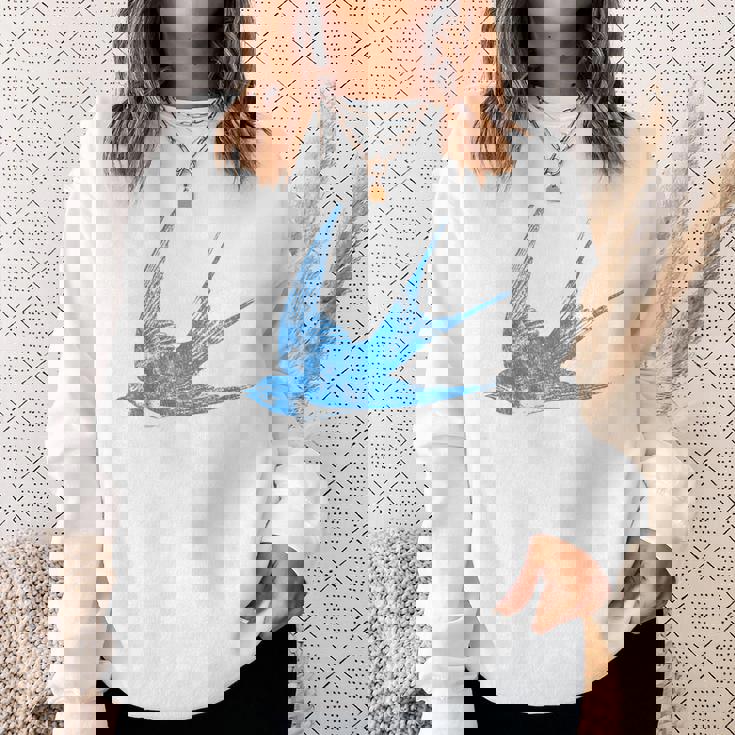 古びたツバメの青い鳥 シルエット 鳥 鳥 イラスト スウェットシャツ 彼女への贈り物