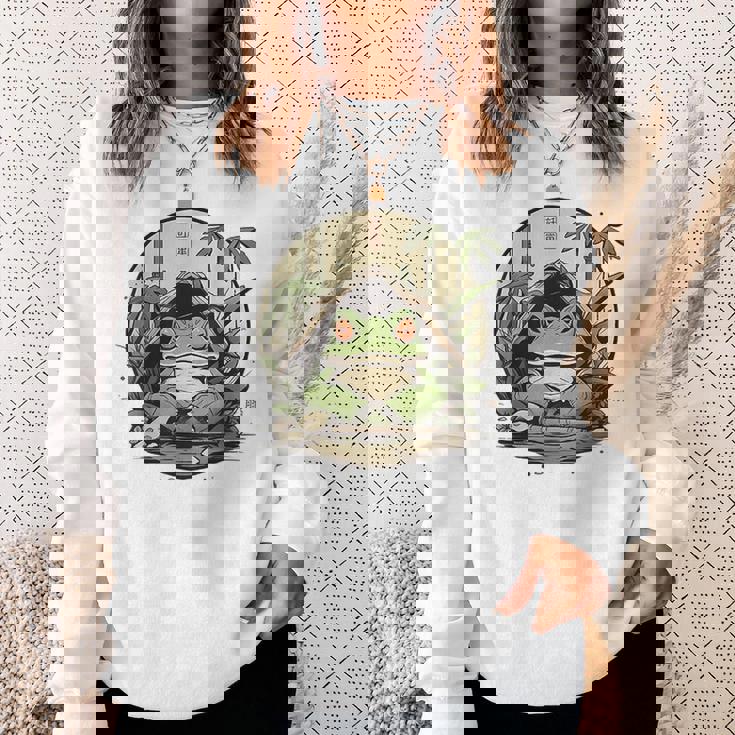 日本の不機嫌なカエル浮世絵 アニメ 日本アート スウェットシャツ 彼女への贈り物