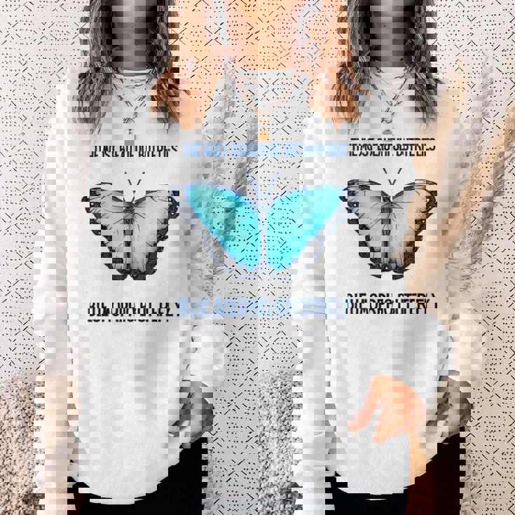 最も美しい蝶青いモルフォバタフライ スウェットシャツ 彼女への贈り物