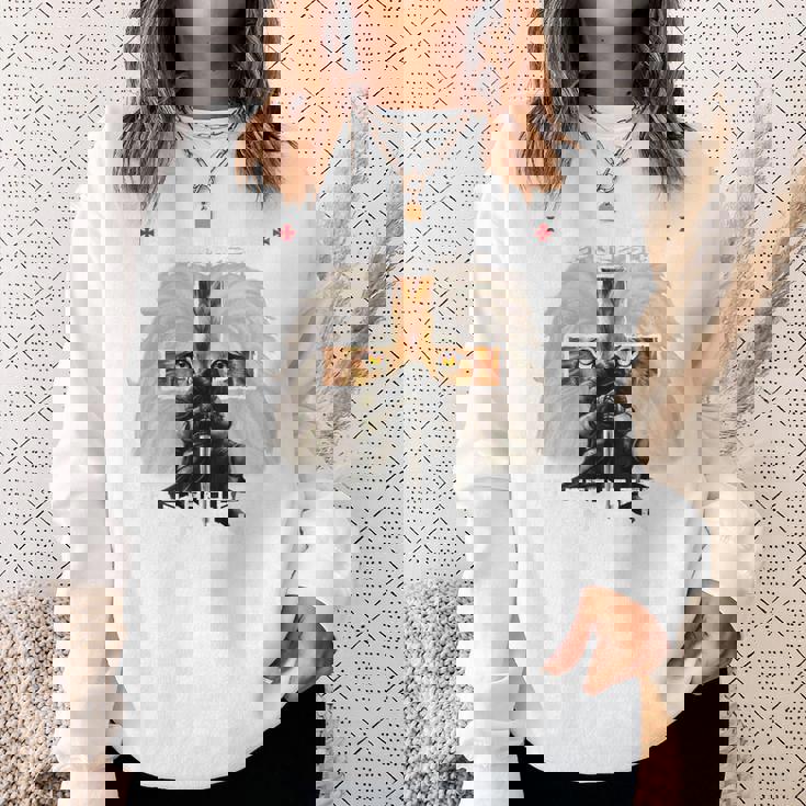 祈り 戦士 ライオン ユダ グラフィック クリスチャン クロスバック プリント スウェットシャツ 彼女への贈り物