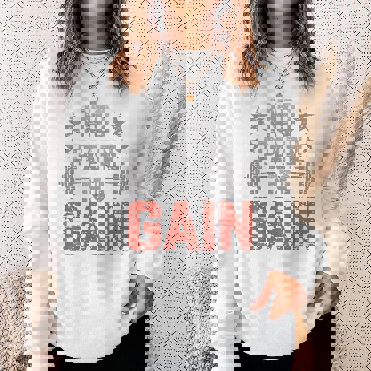 裏面にプリント No Pain No Gainign No Pain No Gain Meme スウェットシャツ 彼女への贈り物