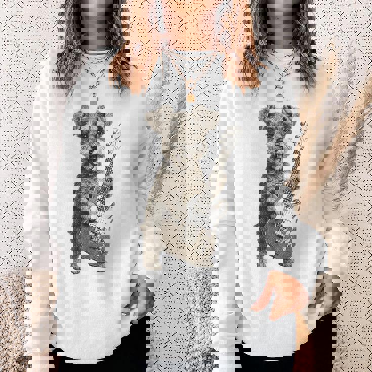 面白いtシャツ シュナウザー 犬 ギター イヌ メンズ 犬好き グッズ かわいい おもしろ 面白い 服 ネタ スウェットシャツ 彼女への贈り物