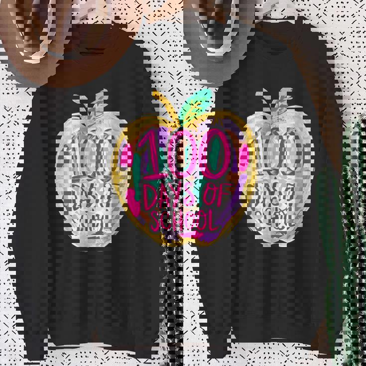 100 Days Of School Apple Teacher Student Kids Groovy Retro Sweatshirt Unisex Gifts for Old Women 100 Days Of School Apple Teacher Student Kids Groovy Retro Sweatshirt Unisex Gifts for Old Women