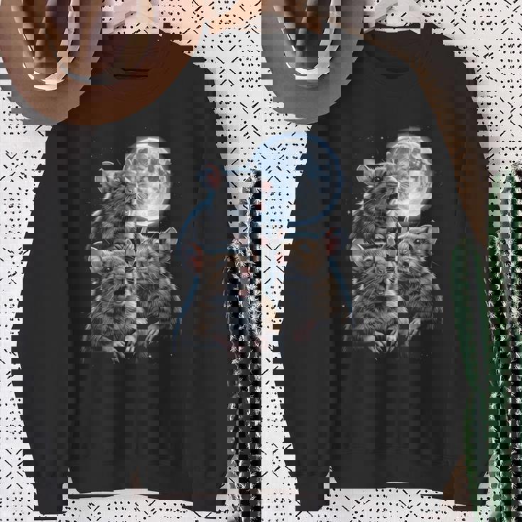 3 マウス 月 3 匹のネズミ 面白い げっ歯類 恋人 ユーモア 空 夜 長袖tシャツ スウェットシャツ 年配の女性への贈り物