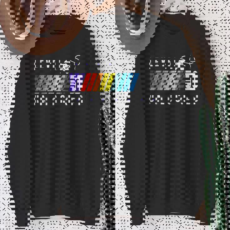 50歳の誕生日 ゲーマーボーイまたはゲーマーガール レベル50 アンロック スウェットシャツ 年配の女性への贈り物