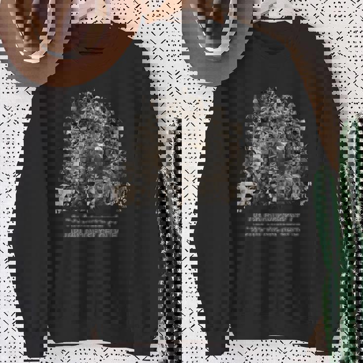 70周年だよ！70頭集合セピア 長袖tシャツ スウェットシャツ 年配の女性への贈り物