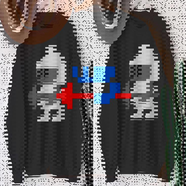 8ビット80年代レトロクラシックビデオゲームキャラクターダグヒーロー スウェットシャツ 年配の女性への贈り物