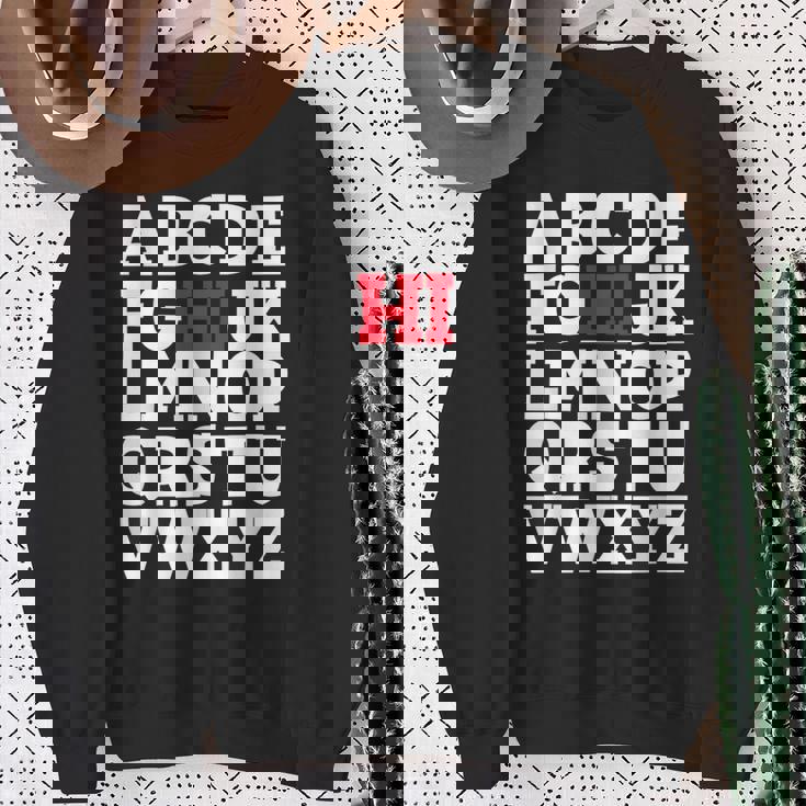 Abcのhiおかしいこんにちはアルファベット学生教師グリーティング スウェットシャツ 年配の女性への贈り物