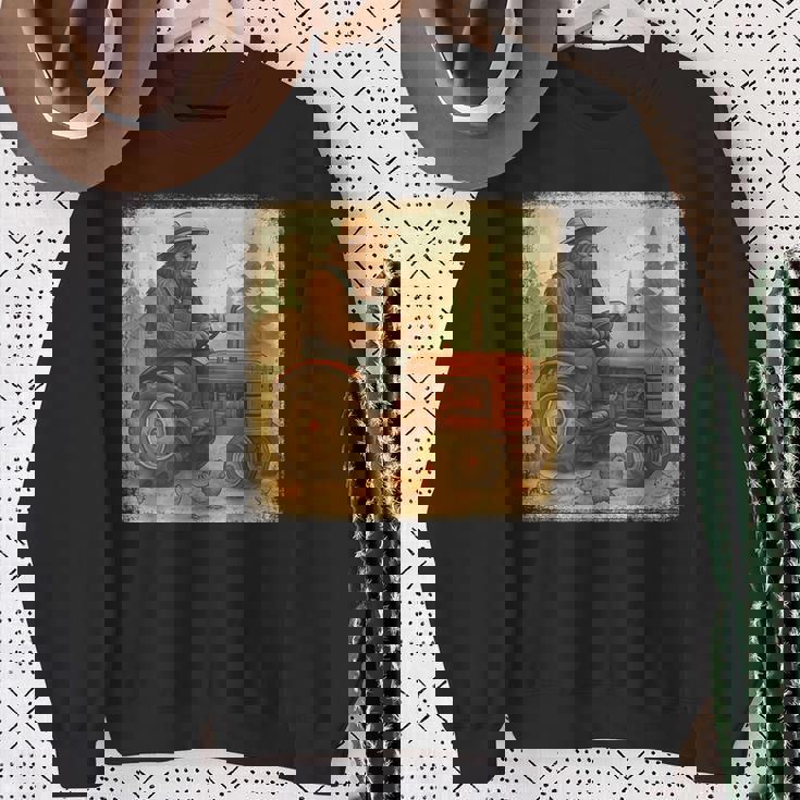 Bigfoot Driving Tractor Sasquatch Farmer Farming Sweatshirt Unisex Gifts for Old Women