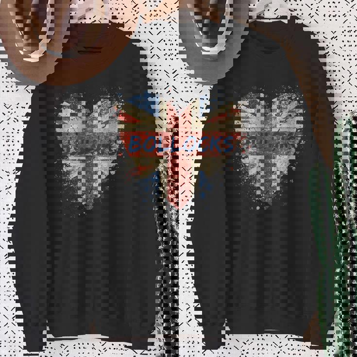 Bollocks ヴィンテージ 英国ユニオンジャック ハートペイント 飛び散り スウェットシャツ 年配の女性への贈り物