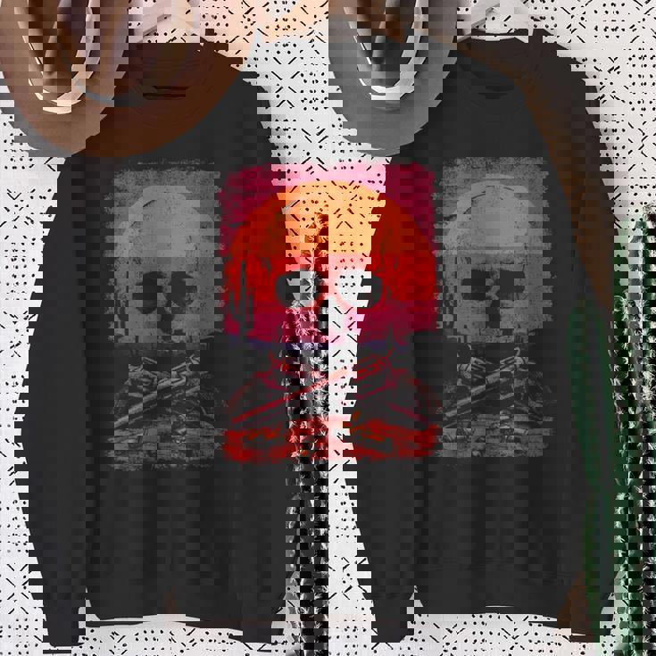 Creepy Skull With Desert Sunset Dark Western Skeleton Gothic Sweatshirt Unisex Gifts for Old Women