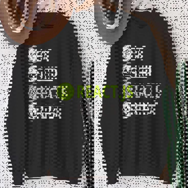 Eatleep ReactJs Repeat Javascriptプログラマー用 スウェットシャツ 年配の女性への贈り物