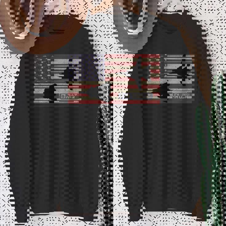 F-14 トムキャット ジェット戦闘機 アメリカの国旗 長袖tシャツ スウェットシャツ 年配の女性への贈り物