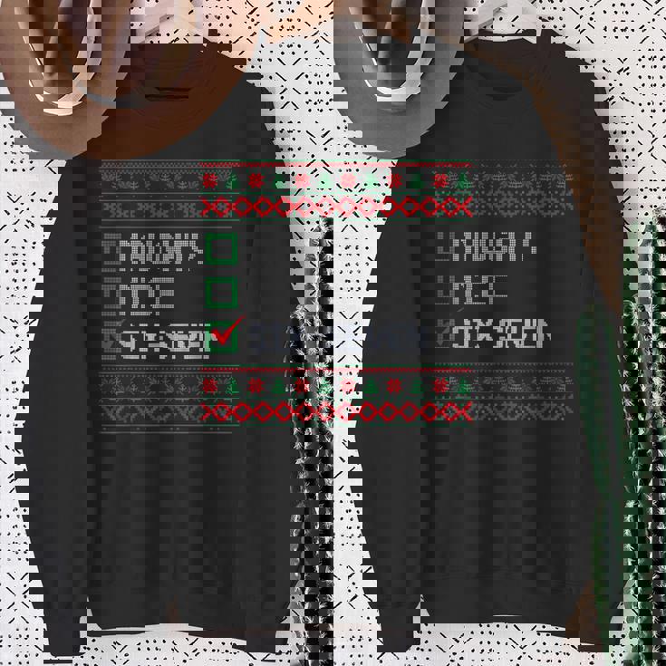 6-7 Meme Ugly Christmas Sweater Nice Naughty Xmas Sweatshirt Gifts for Old Women