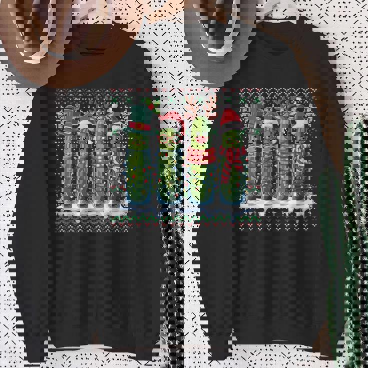 Pickles Christmas Lights Santa Hat Xmas Ugly Sweater Sweatshirt Gifts for Old Women