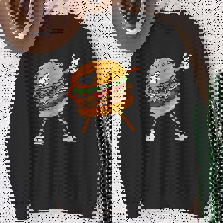 Hamburger チーズバーガー Burger Fast Food Cheeseburger Dabbing スウェットシャツ 年配の女性への贈り物