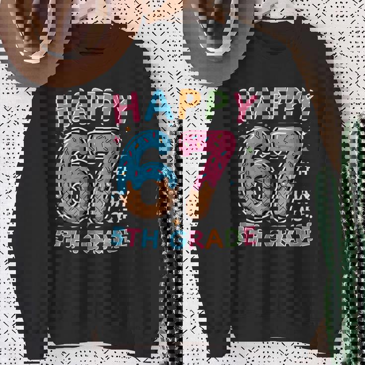 Happy 67th Day Of 5th Grade Ice Cream Drip 67 Days Kids Sweatshirt Unisex Gifts for Old Women