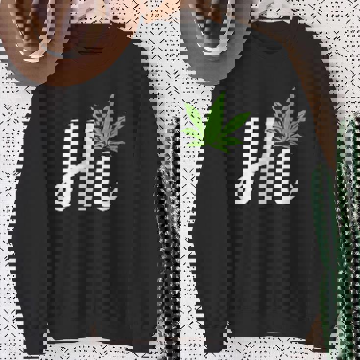 Hi Hello マリファナの葉 ハッピーファニー大麻 ウィード パイナップル スウェットシャツ 年配の女性への贈り物