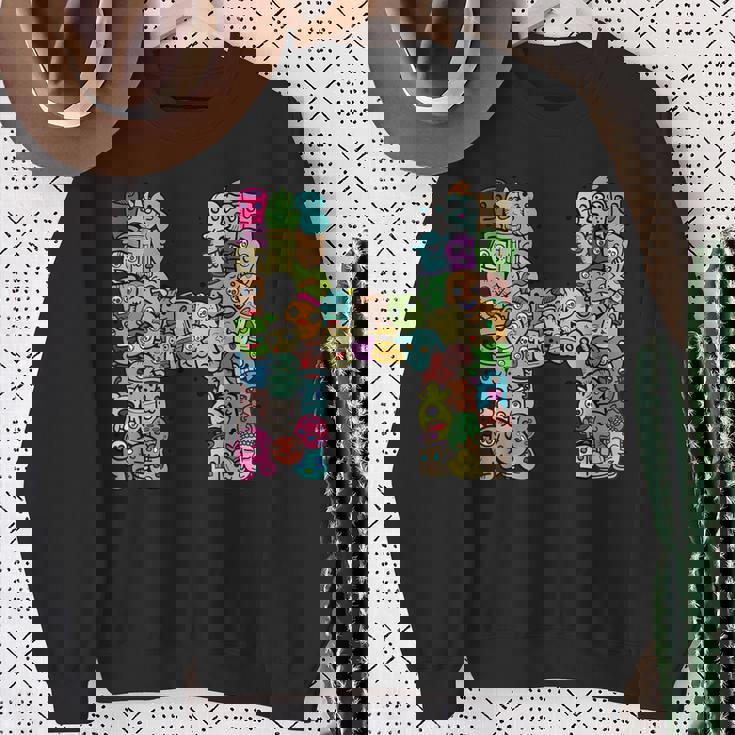 Hモンスターズ アルファベットネーム イニシャル キュート モノグラム スウェットシャツ 年配の女性への贈り物