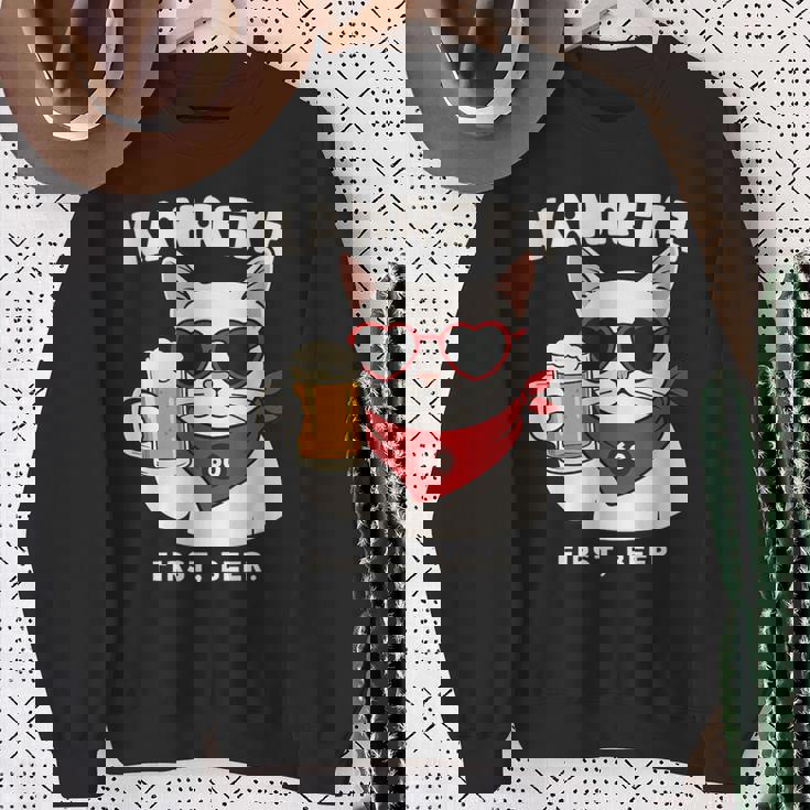 Kanreki 還暦 60歳 記念 猫 サングラス ビール 大人のユーモア スウェットシャツ 年配の女性への贈り物