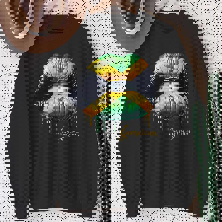 Lips Jamaican Flag Jamaica Love Travelacation スウェットシャツ 年配の女性への贈り物