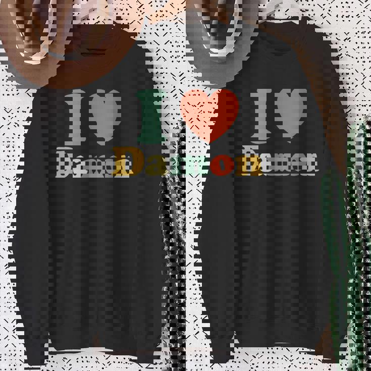 I Love Damon I Heart Damon レッド ハート バレンタイン スウェットシャツ 年配の女性への贈り物